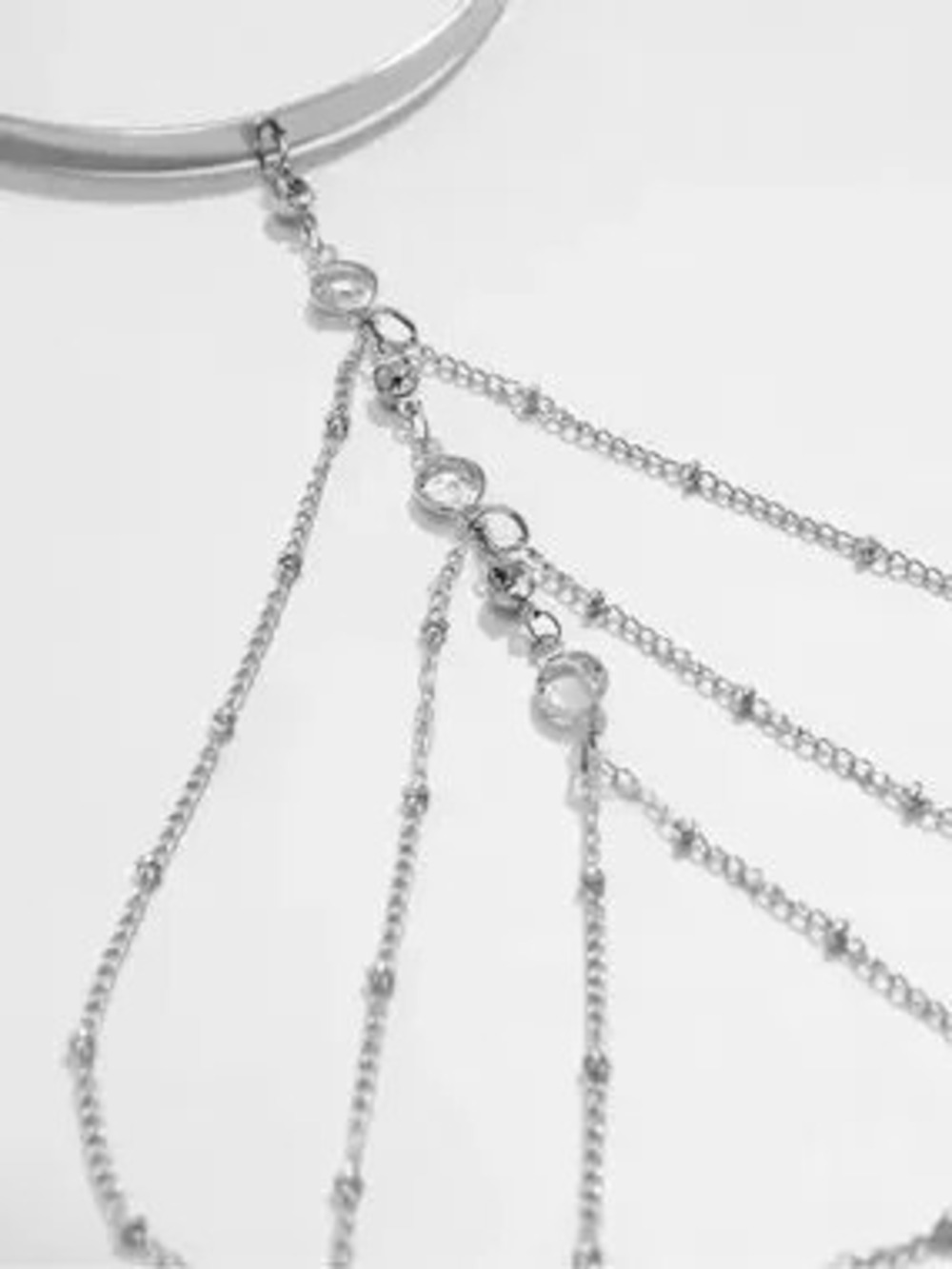 Elegant Silver Arm Chain with Draped Crystal Accents - Women Jewelry